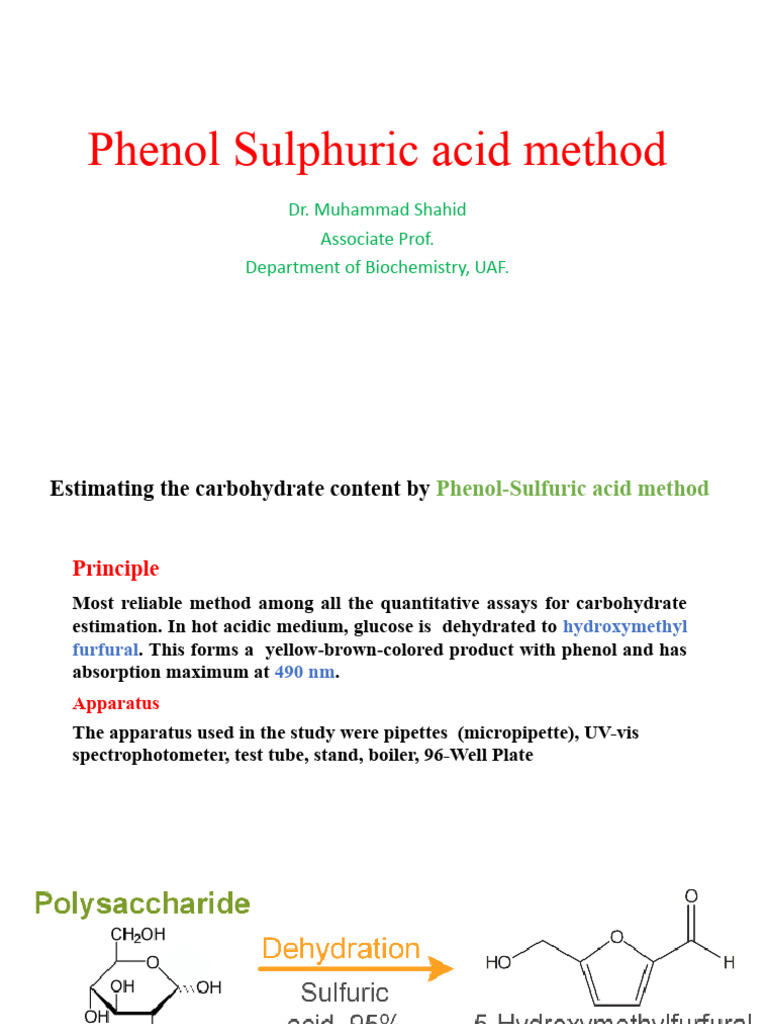 Phenol Sulfuric Acid Method PDF