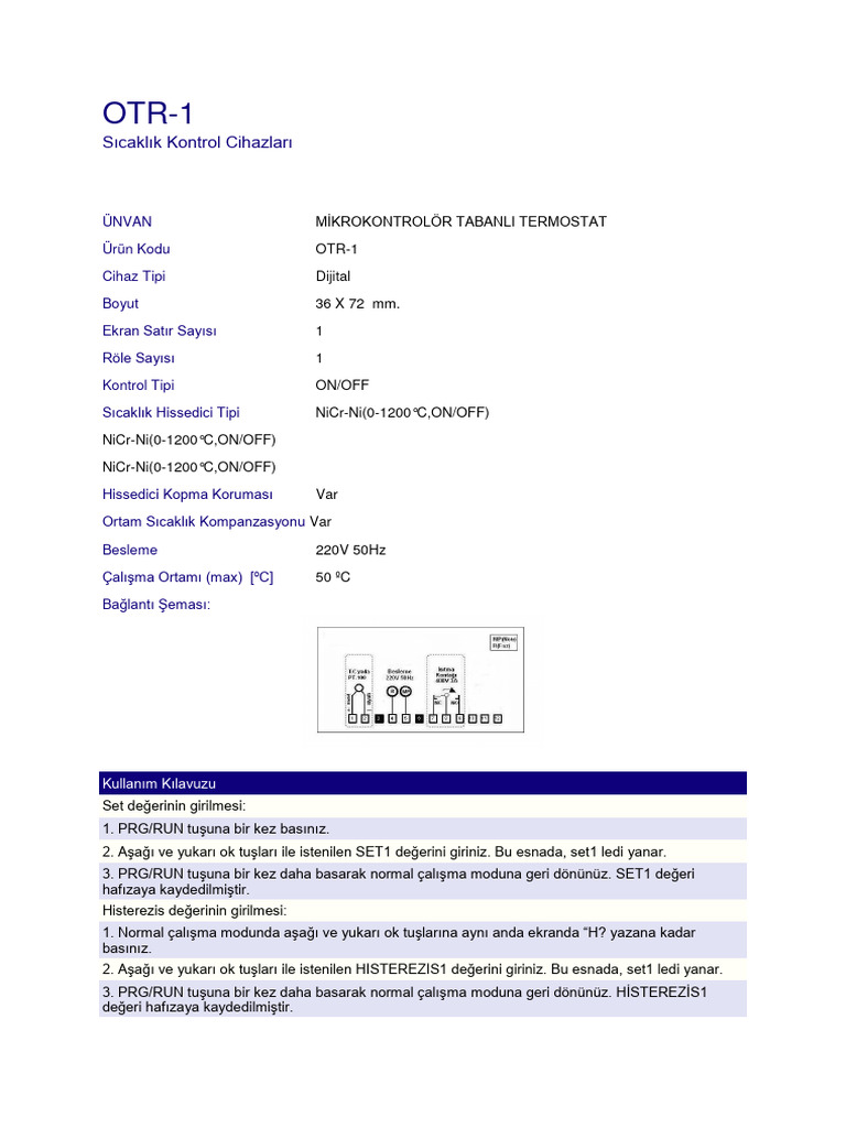 ON OFF Kontrollu Sicaklik Kontrol Cihazlari PDF | PDF