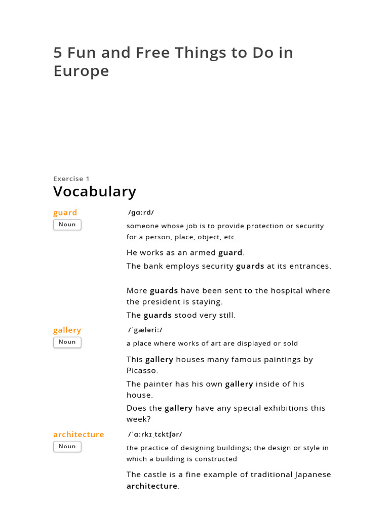 5 Fun and Free Things To Do in Europe | PDF | Noun