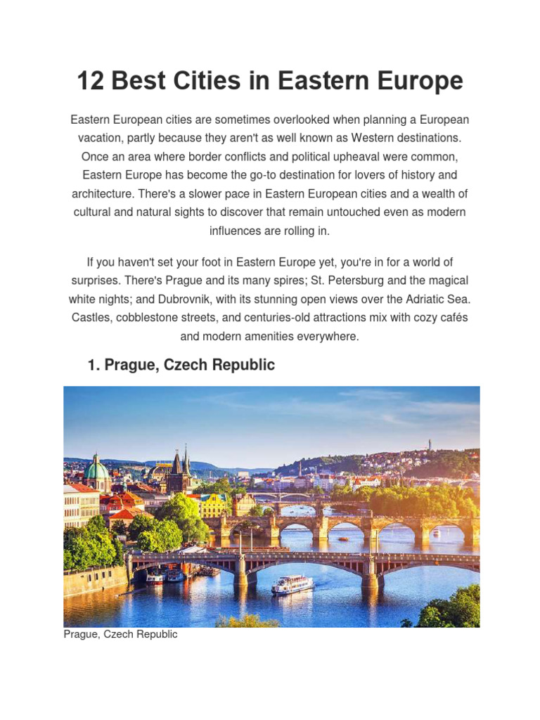 12 Best Cities in Eastern Europe PDF Budapest Kraków