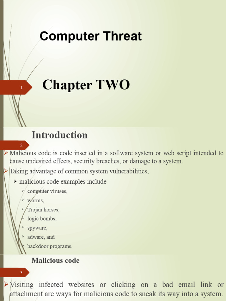 CHAPTER - 2 - Computer Threat | PDF | Denial Of Service Attack | Malware