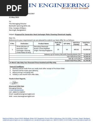 Proposal_for_Generator_Heat_Exchanger_Cleaning_Chemicals_for_BSML,_May-25,_2