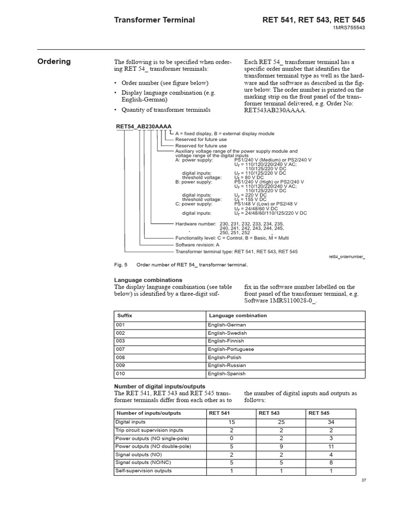RET 54_ Transformer Terminal Ordering Guide | PDF