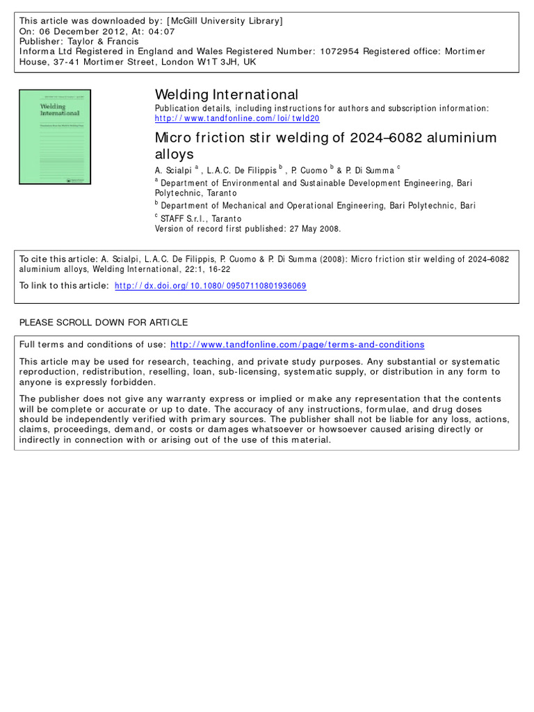 10.micro Friction Stir Welding of 2024-6082 Aluminium Alloys | PDF