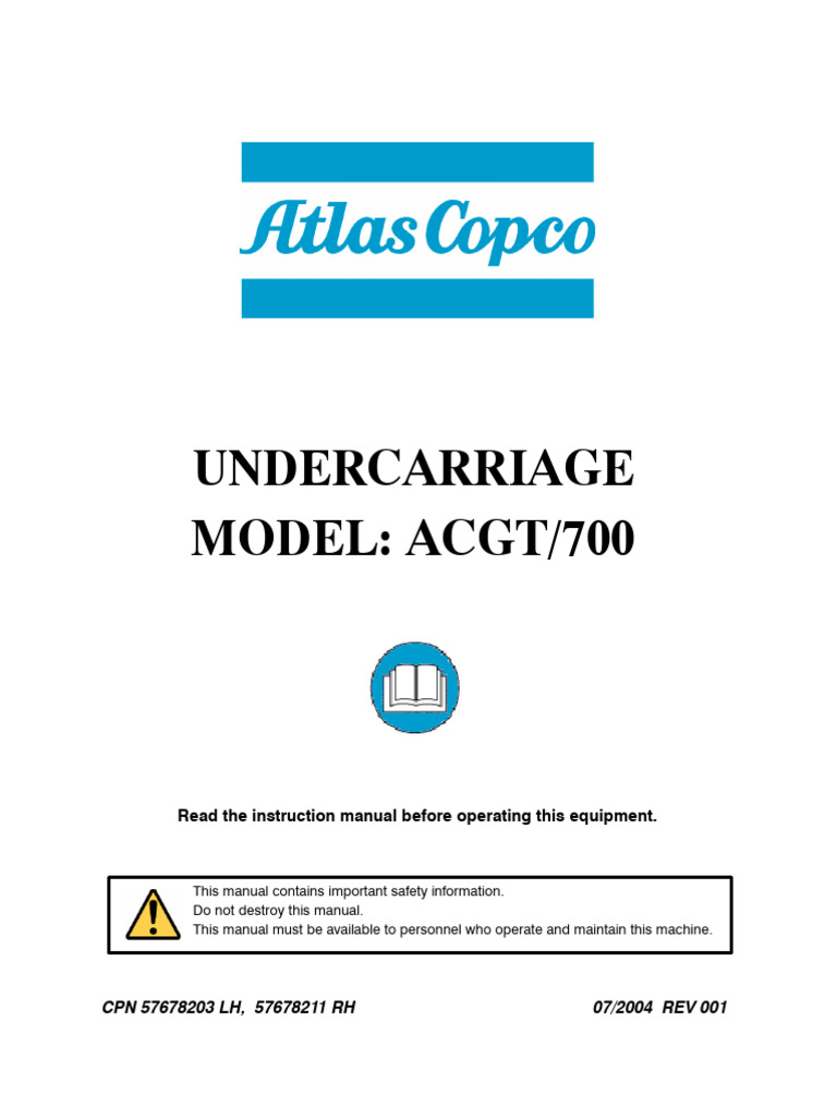 Atlas Copco Undercarriage of 700 Series Drilling Rigs | PDF | Brake ...