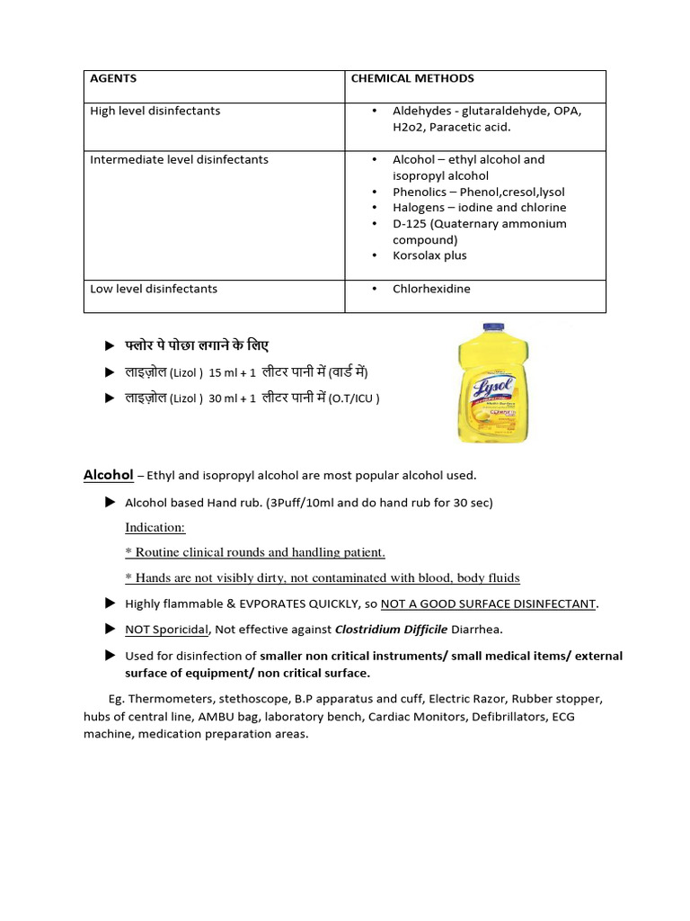 Disinfectant Short Note PDF