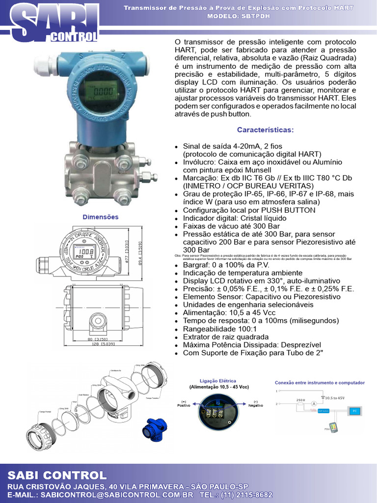 Transmissor de Pressão HART Inteligente | PDF