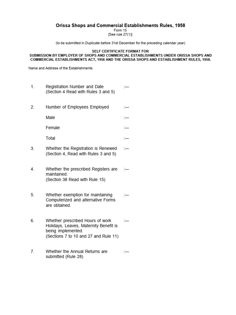 Self Certificate Format for Employers | PDF