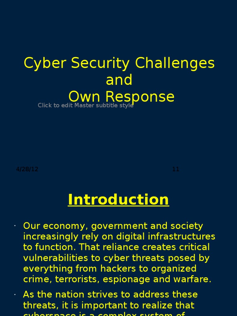Cyber Security Challenges and Own Response | PDF