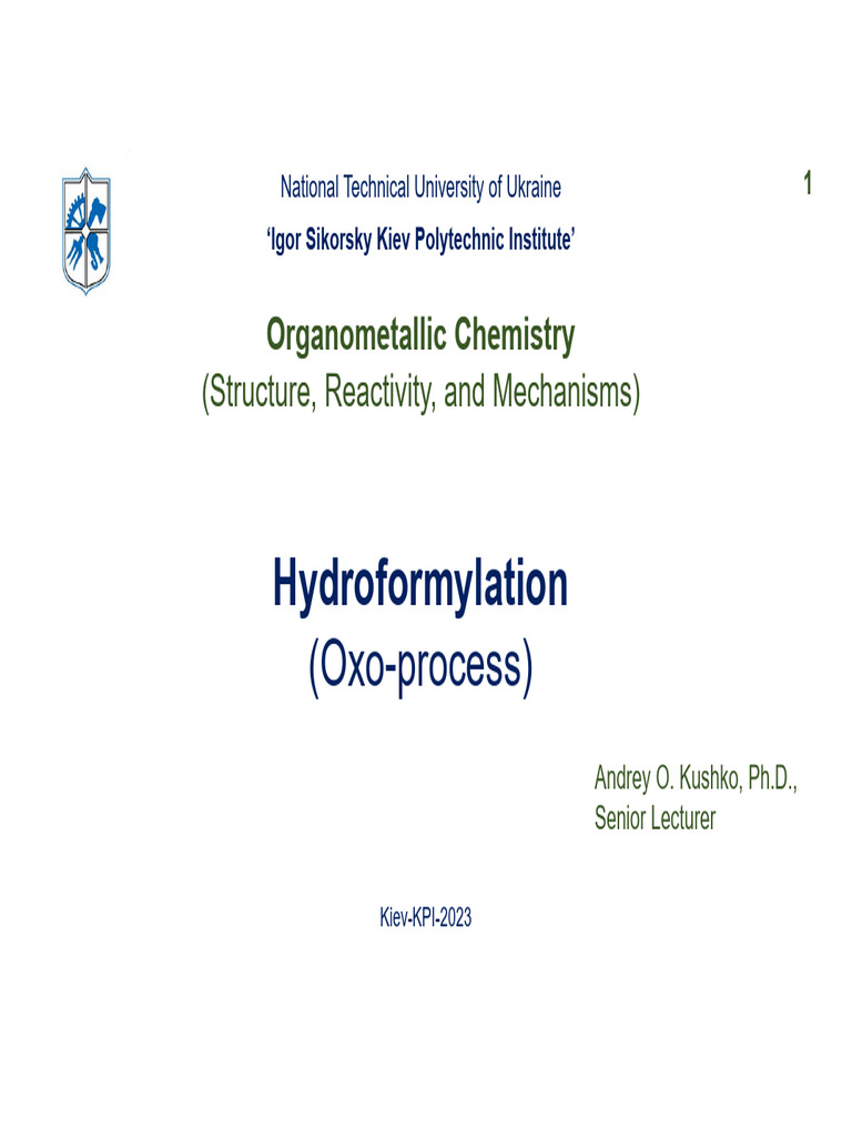 Hydroformylation: Catalysis and Mechanisms | PDF | Chemical Process ...