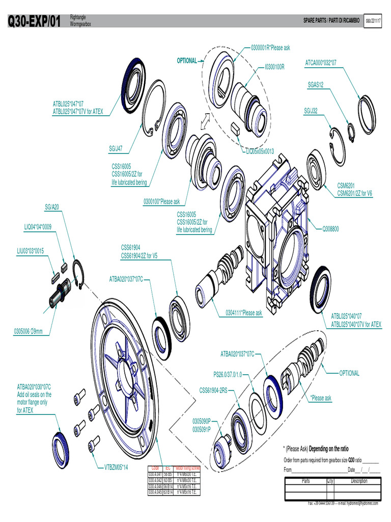 Hydromec Q30 Gearbox Parts Order | PDF