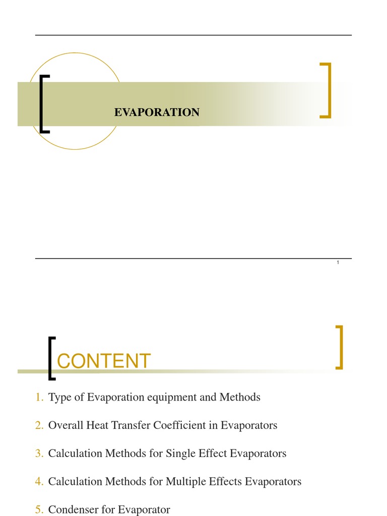 Evaporation Calculations Evaporation Heat Transfer