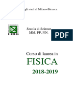 Guida Dello Studente Triennale Fisica 2018 - 2019 Provvisoria