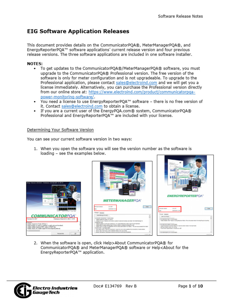 EIG Software Release Notes - E134769 | PDF
