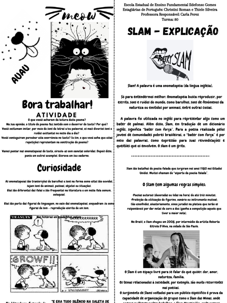 Slam - Explicação: Bora Trabalhar! | Download grátis PDF | Poesia | Som