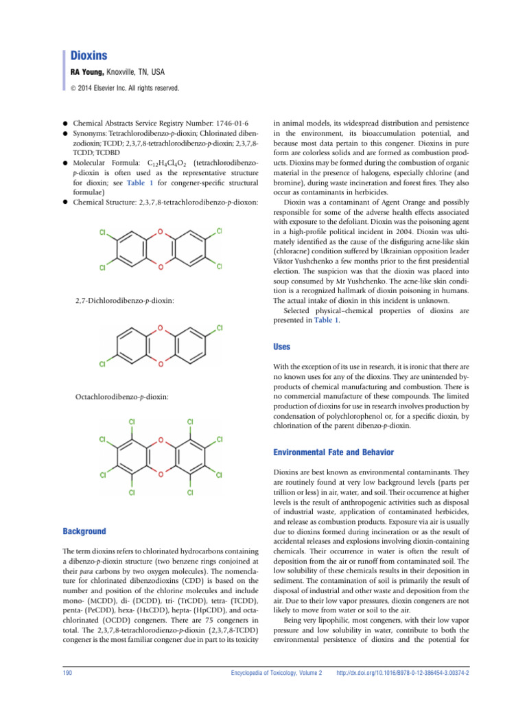 Understanding Dioxins: Properties & Risks | PDF