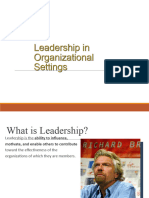 Topic 10-Leadership in Organisational Settings