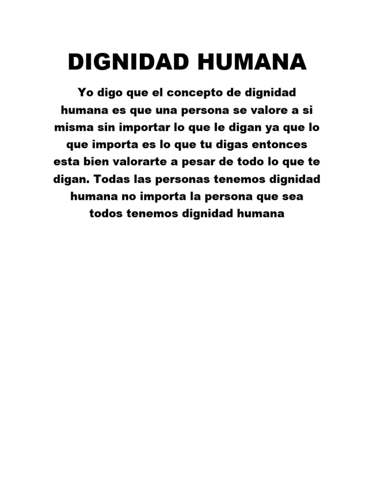 Dignidad Humana | PDF