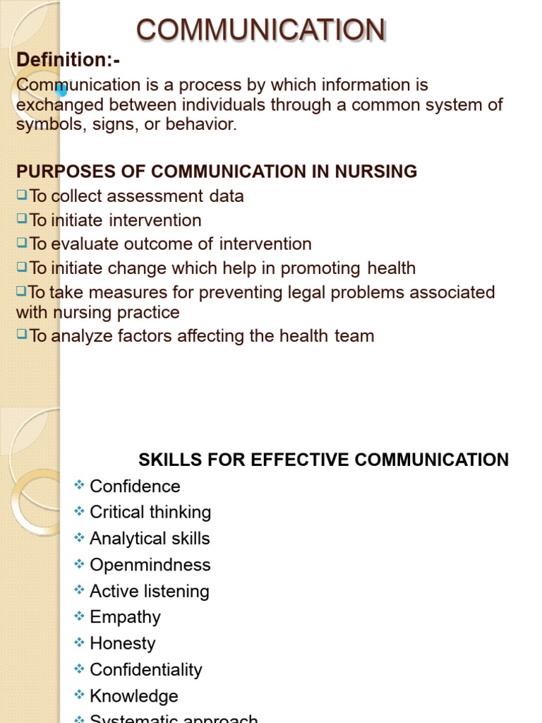 Effective Communication in Nursing | PDF