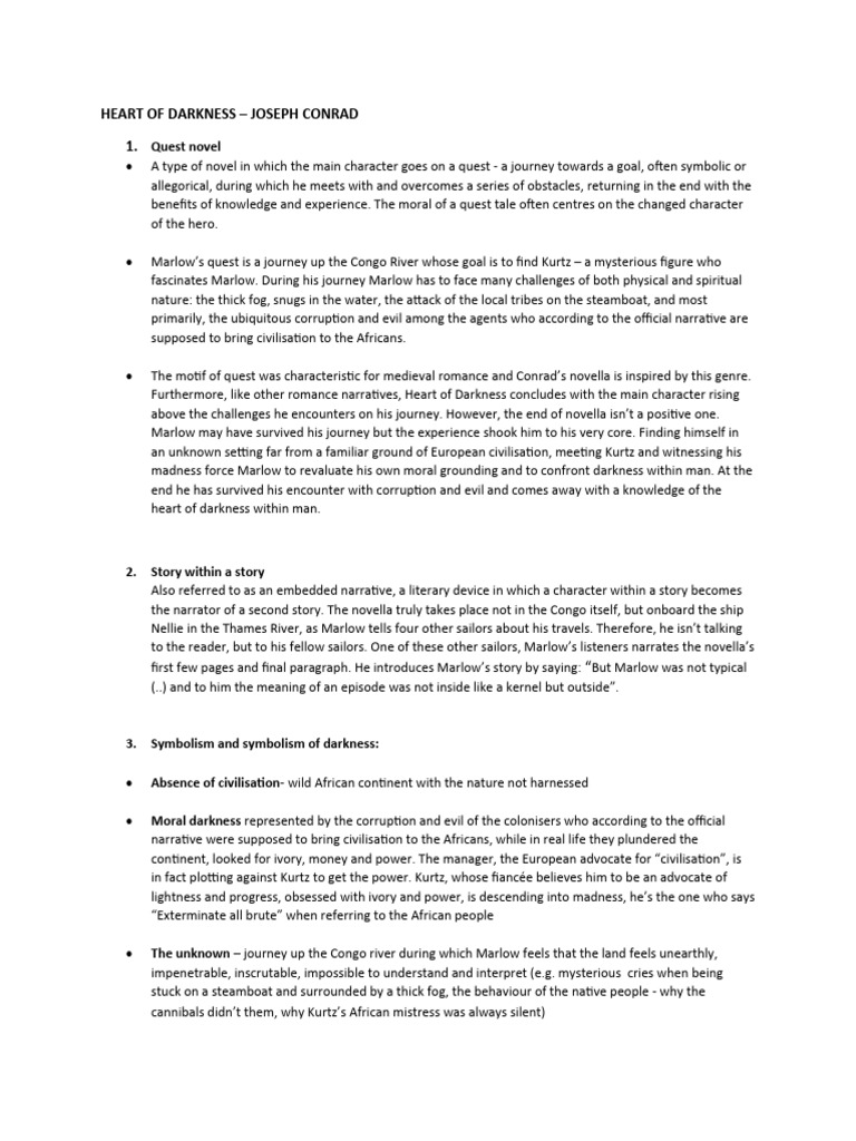 Heart of Darkness: Themes and Analysis | PDF | Heart Of Darkness ...