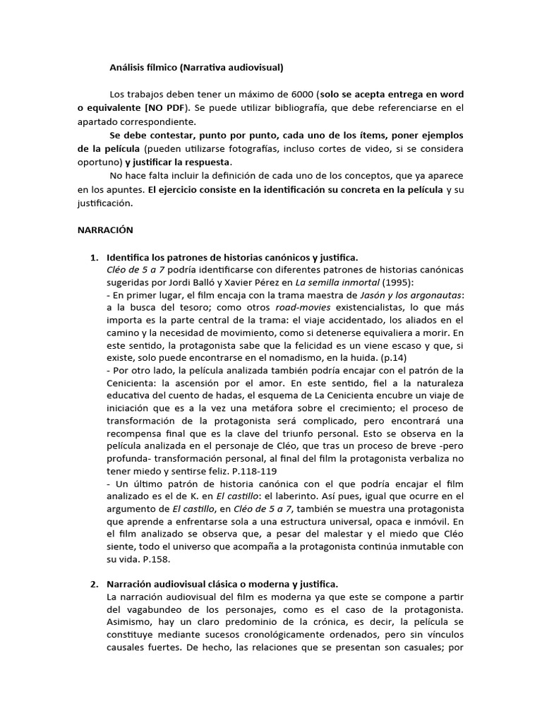 Análisis Fílmico - Narrativa Audiovisual | PDF