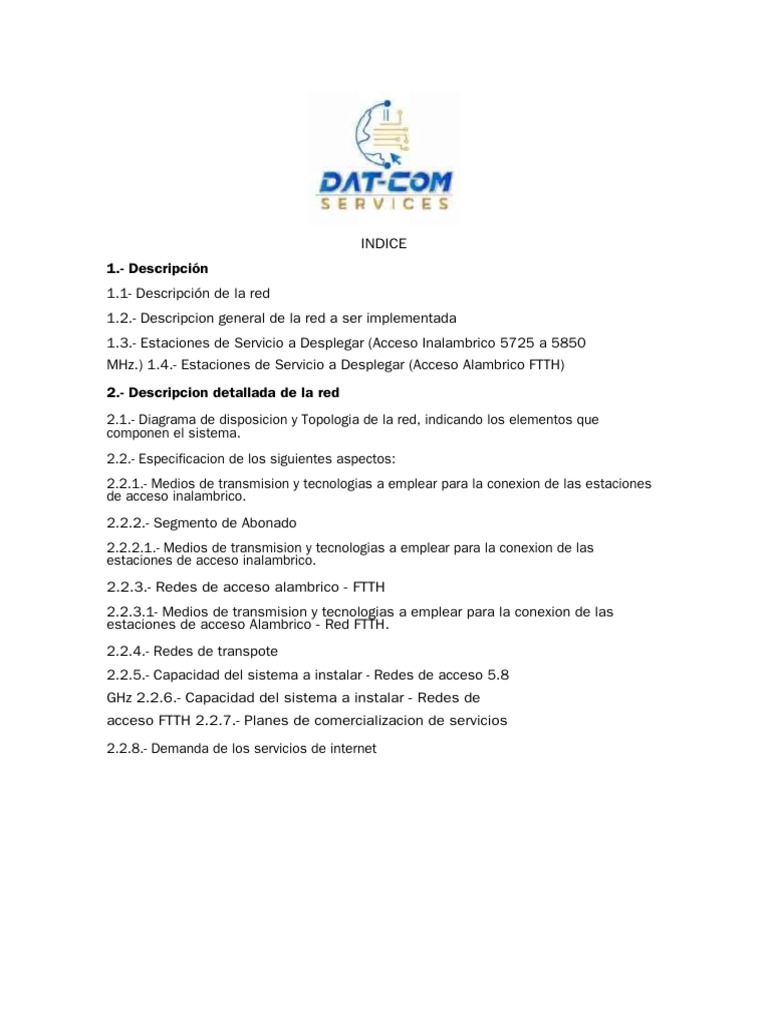 Red Propia Diagrama y Memoria Descriptiva DATCOM 2023 Inalambrico y ...