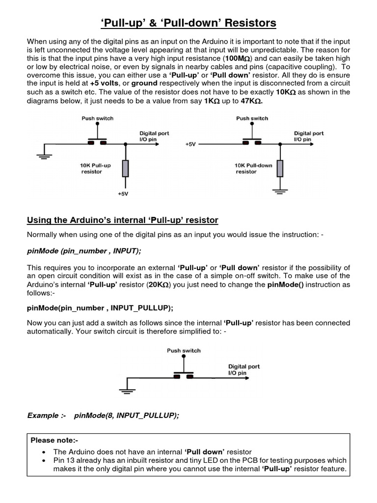 Pull-up _ Pull-down Resistors | PDF
