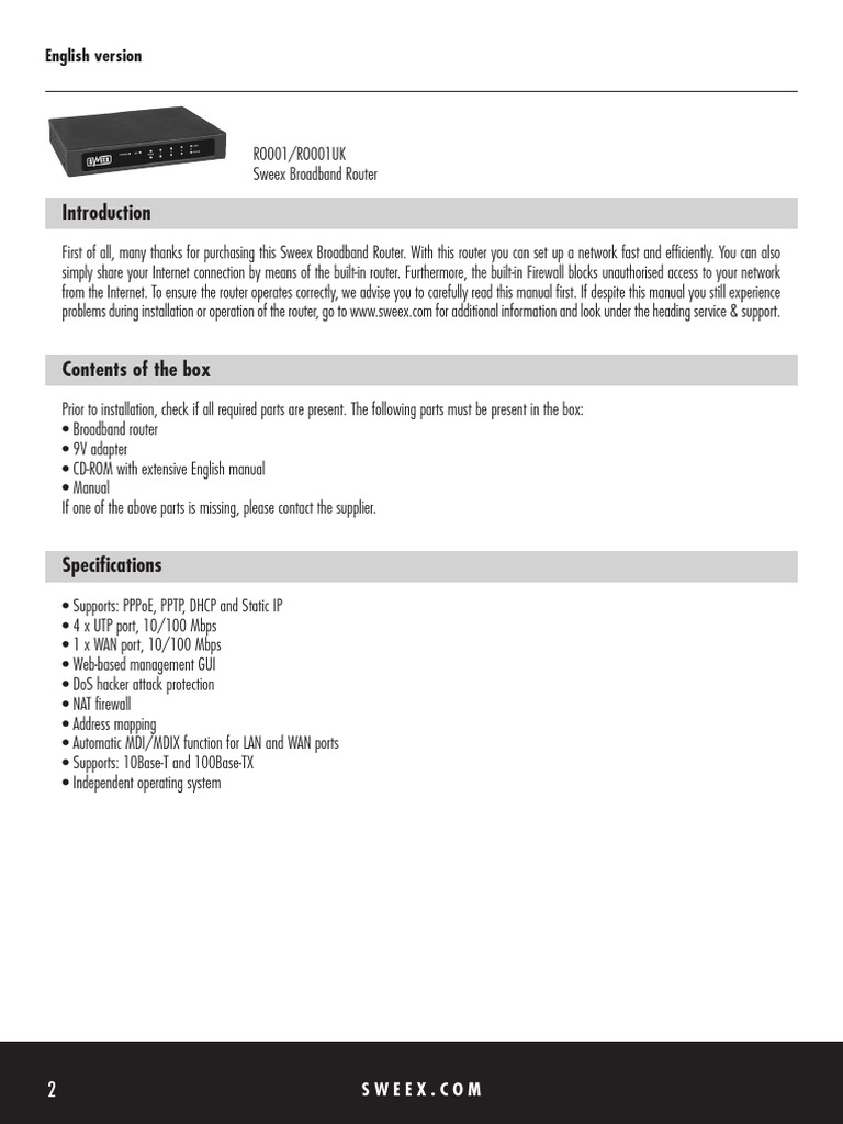 Sweex Router | PDF | Computers
