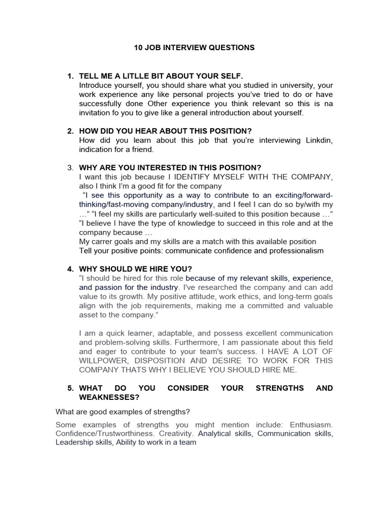 10 Job Interview-Questions | PDF