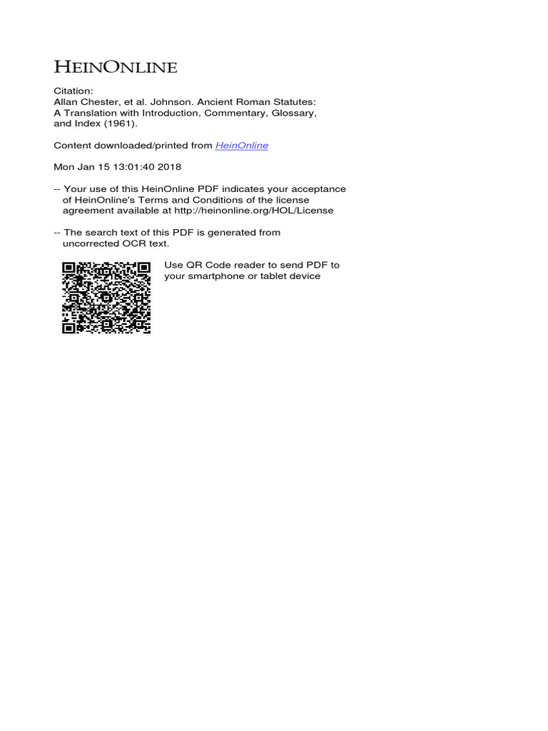 Twelve Tables Johnson Ancient Roman Statutes doc 8 PDF