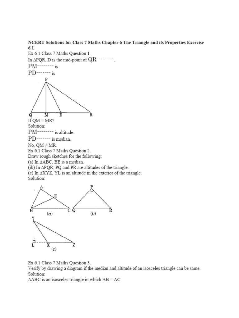 Class 7 Triangle and Its Properties | PDF