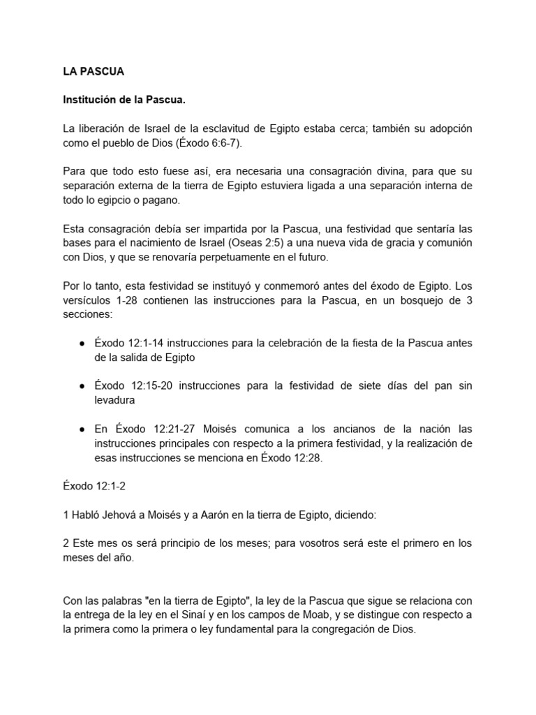 Institución y Significado de la Pascua | PDF