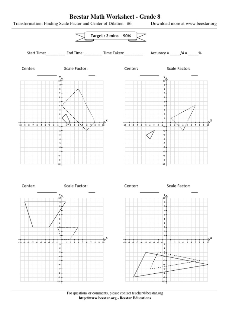 Grade 08 Graph Transformaton Dilation Factor Center 06 | PDF