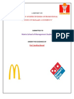 The Study of Effectiveness of Promotional Schemes Ot Mcdonald'S & Domino'S