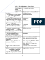 The Lithosphere - Study Sheet