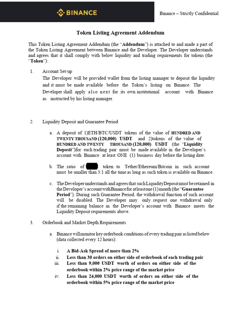 Binance Token Listing Requirements | PDF | Market Liquidity | Money