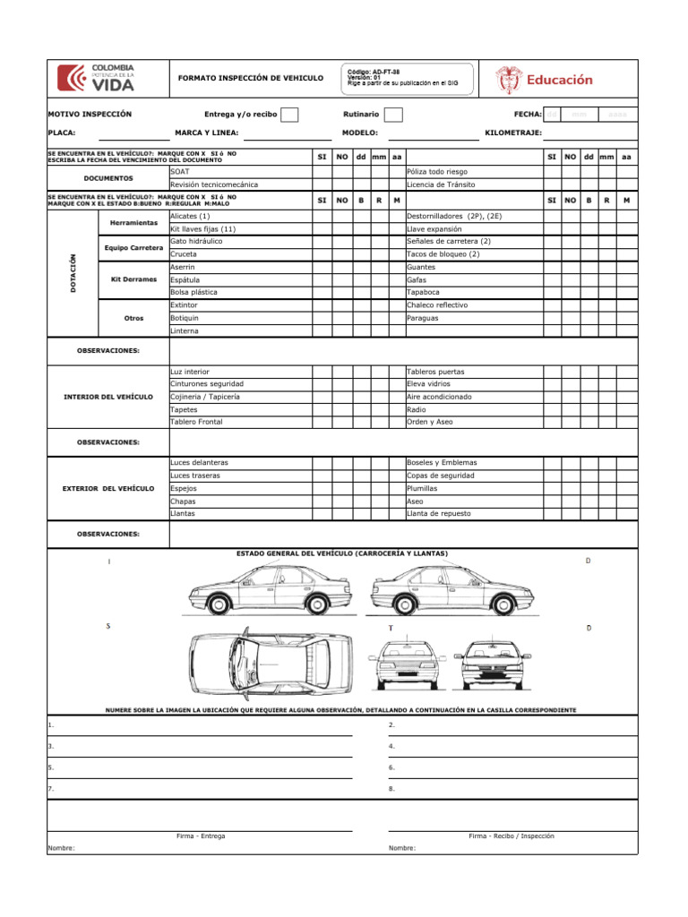 Inspección Vehicular AD-38 | PDF