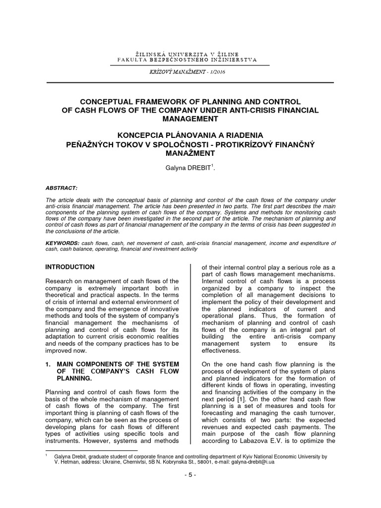 Conceptual Framework of Planning and Control of Ca | PDF | Finance ...
