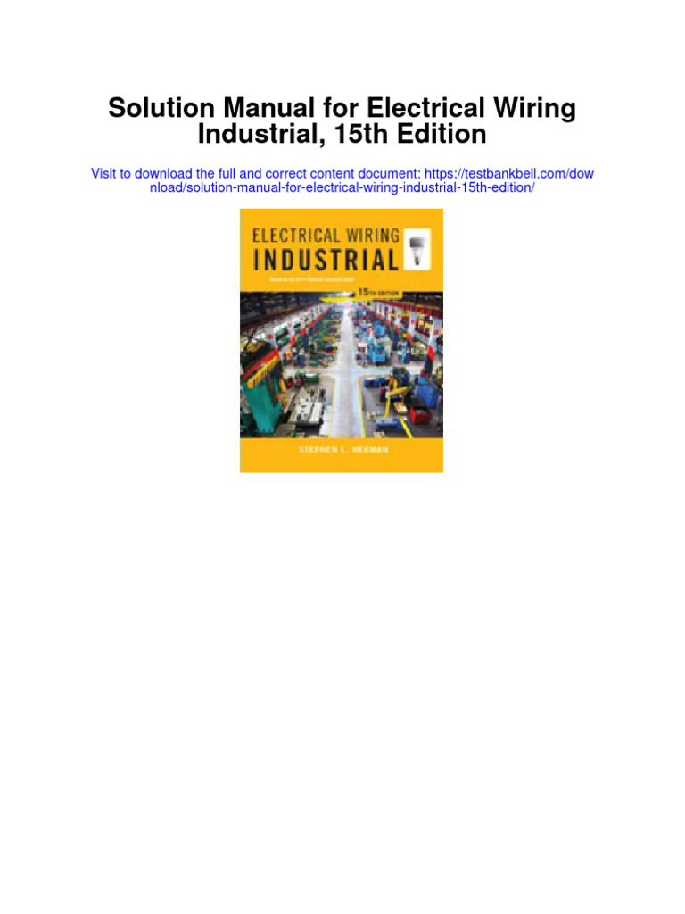 Solution Manual For Electrical Wiring Industrial 15th Edition PDF