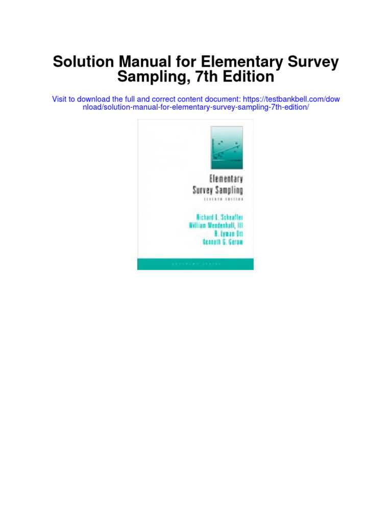 Solution Manual for Elementary Survey Sampling 7th Edition PDF