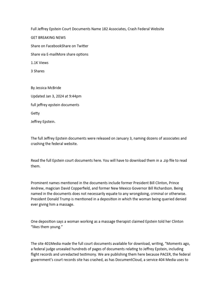 Full jeffrey epstein court documents name pdf