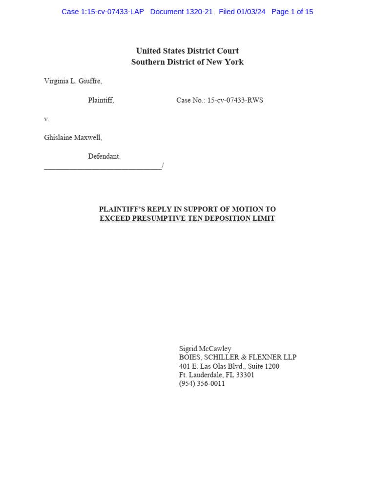 Jeffrey Epstein Court Documents 1320-21 | PDF