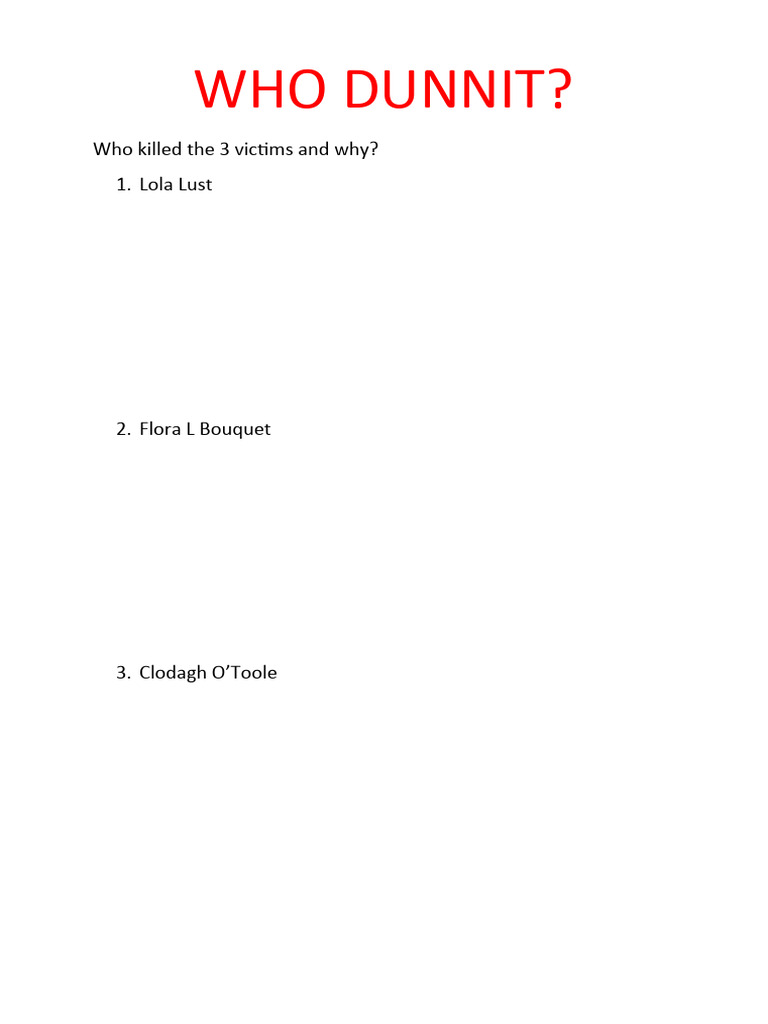 Who Dunnit Answers | PDF