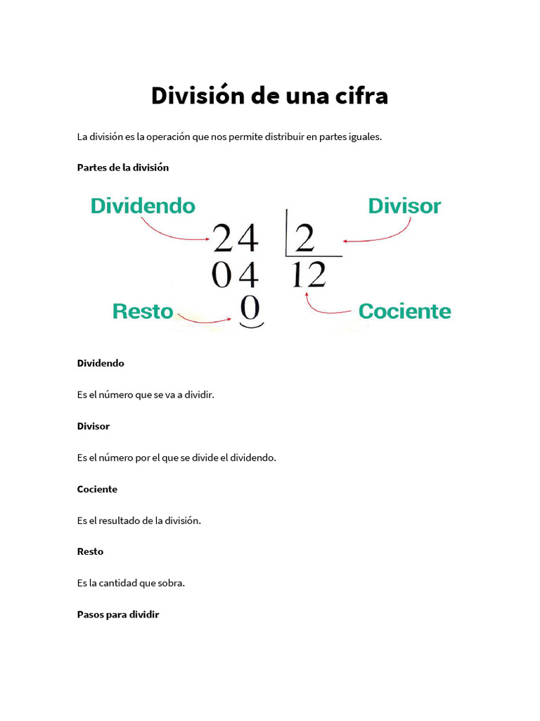 División de Una Cifra | PDF
