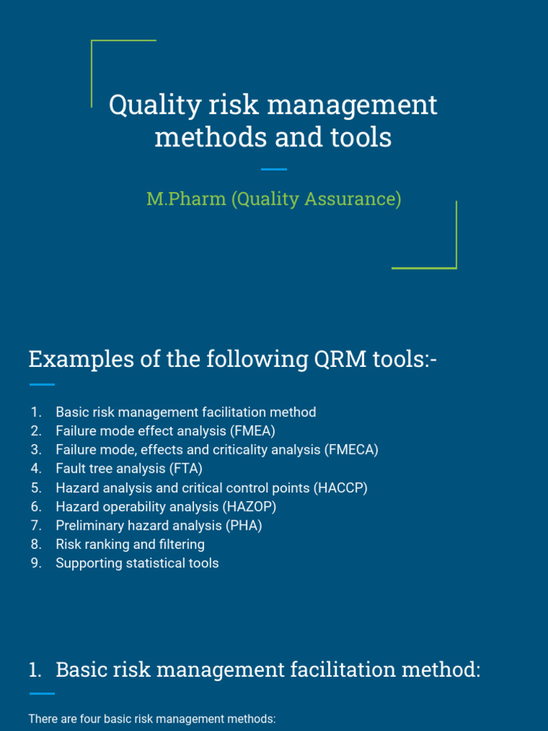 Quality Risk Management Methods and Tools | PDF