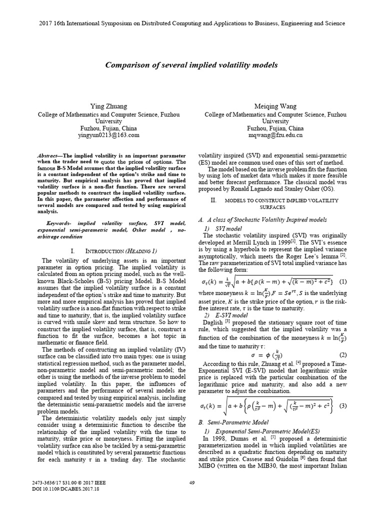 Implied Volatility Model Comparison | PDF | Implied Volatility ...