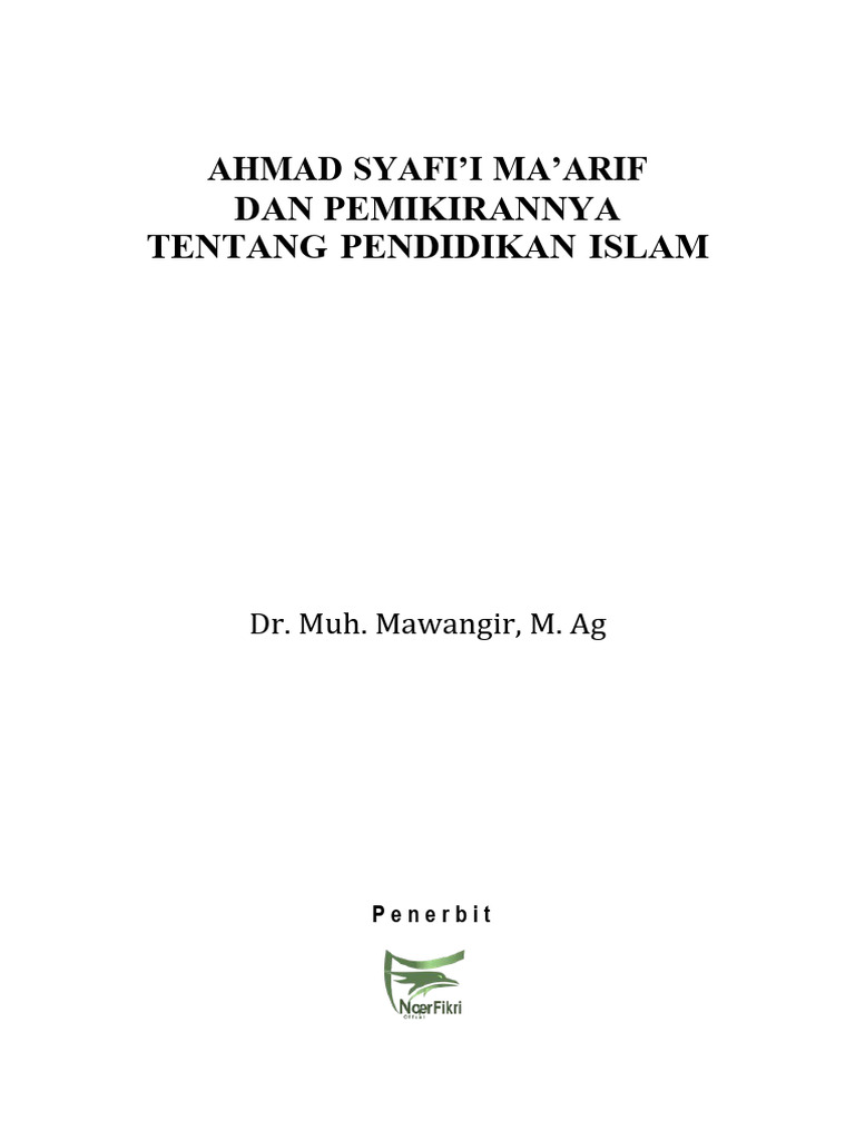 Ahmad Syafi I Ma Arif Dan Pemikirannya Tentang Pendidikan Islam Pdf
