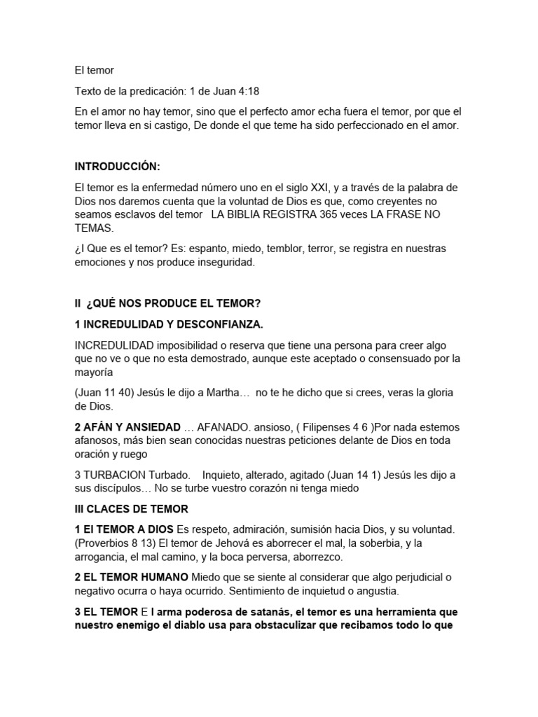 Enseñanza sobre el temor a Dios | PDF