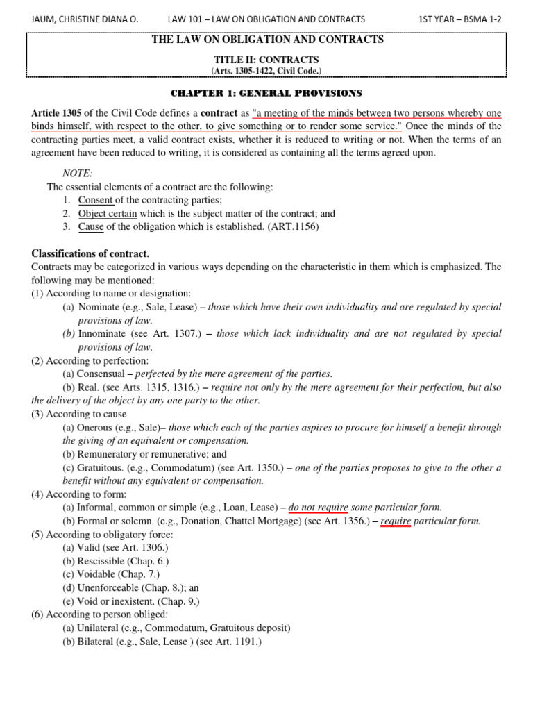 Oblicon: Title Ii Contracts | PDF