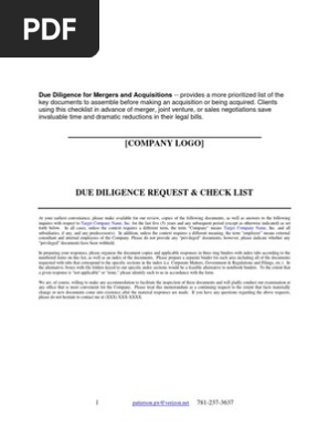 Due Diligence CheckList
